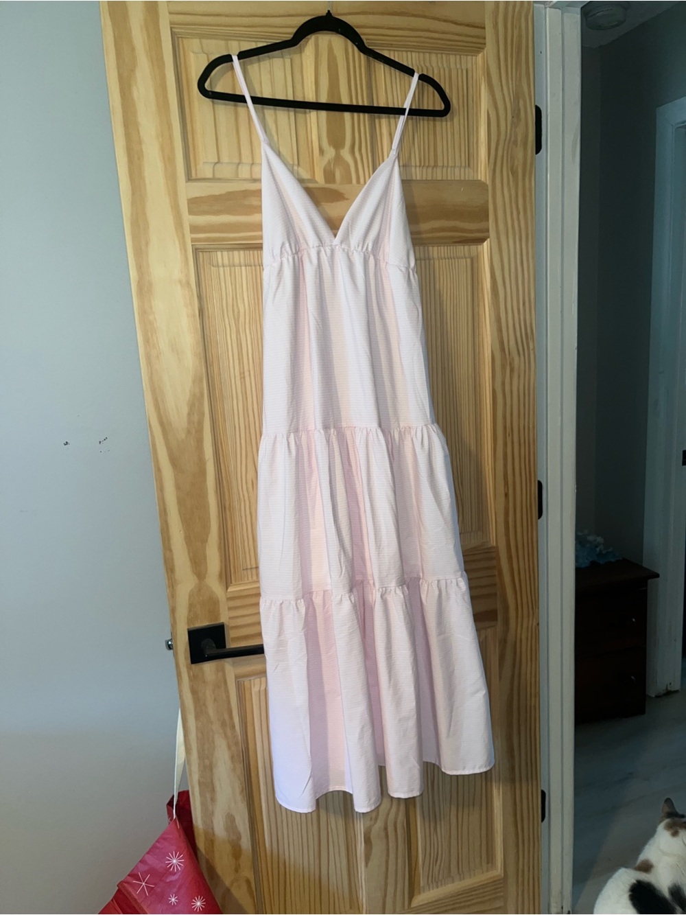 Light Pink Spaghetti-Strap Tiered Maxi Dress